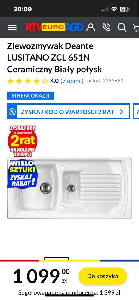 Sprzedam zlew ceramiczny  , nowy