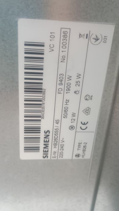 Piekarnik parowy do zabudowy Siemens HB26D555 60x45