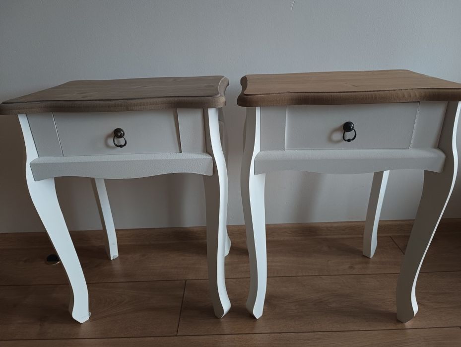 Stolik nocny szafka biały retro vintage 2szt