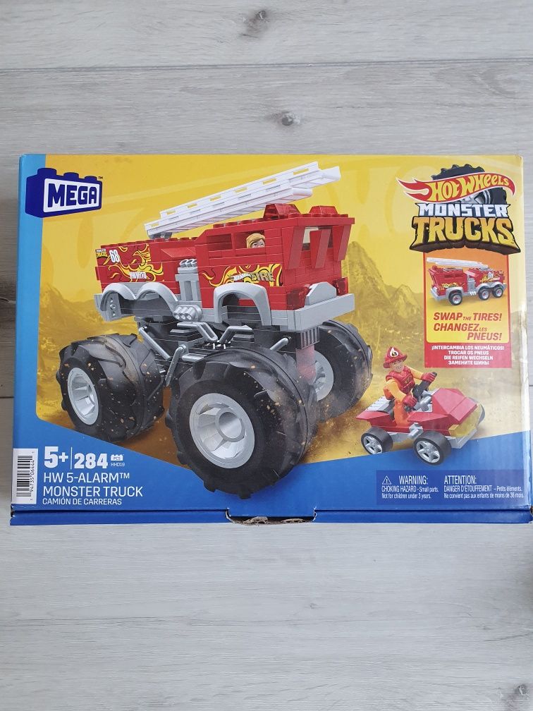 Hot Wheels Monter Trucks 5-Alarm + łazik ATV Pojazd do zbudowania