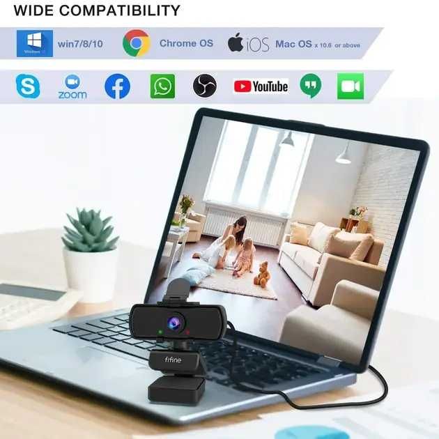 Вебкамера 2K Fifine K420 для комп'ютера з мікрофоном,штативом триногою