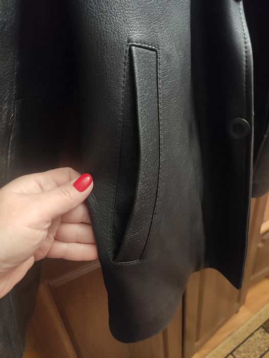 Чоловіча шкіряна, зимова куртка