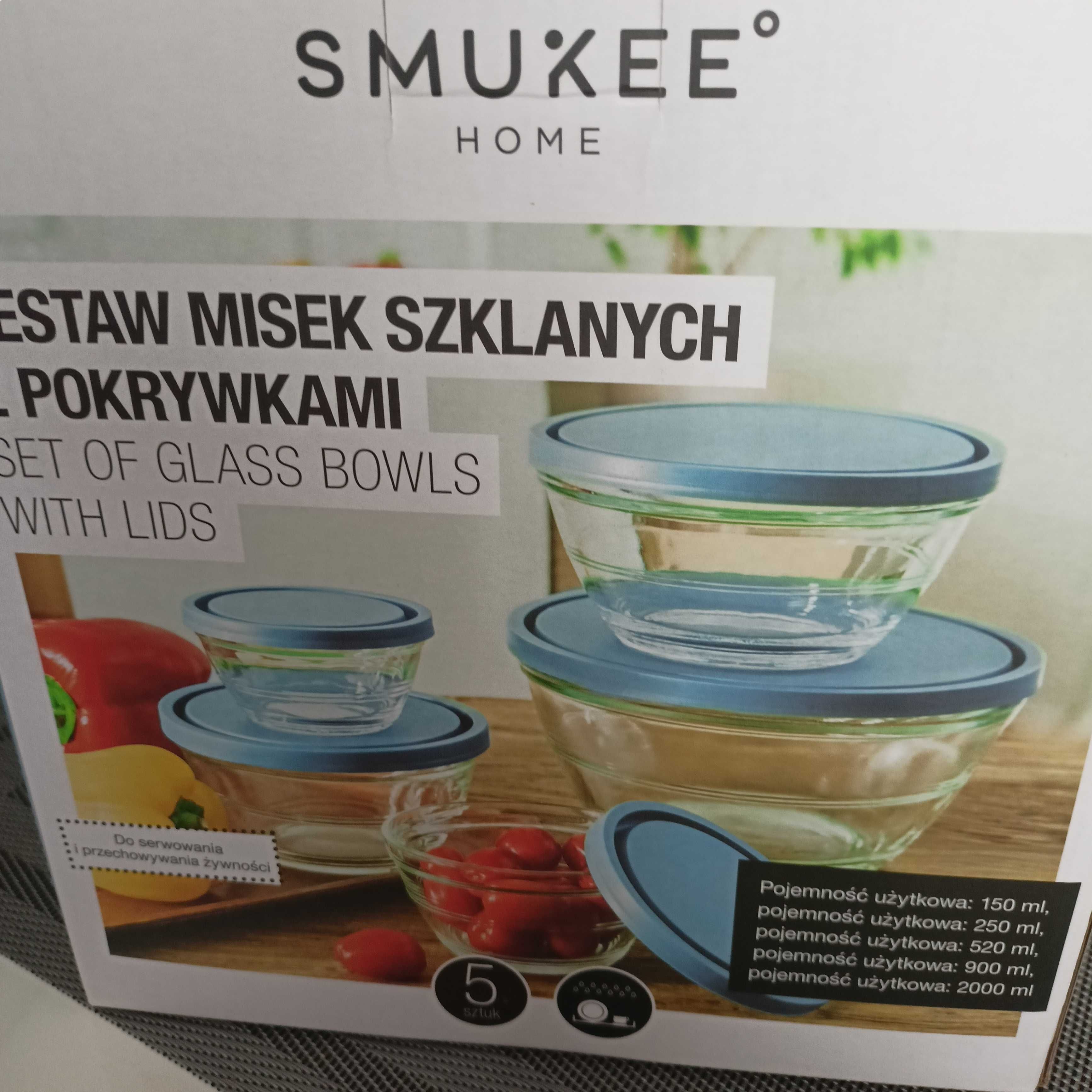 Zestaw 5 misek szklanych z przykryciem