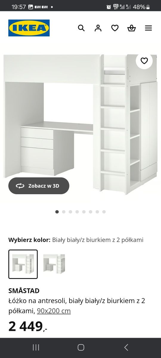 Lozko z biurkiem i szafa i komoda SAMSTAD IKEA komoda MOZLIWA DOSTAWA