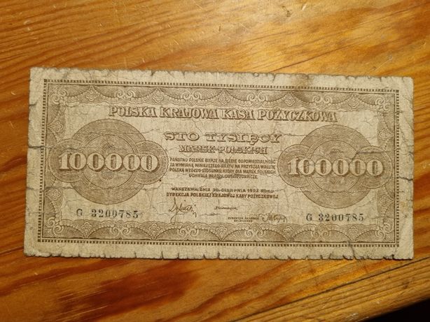 Banknot 100000 marek polskich mkp 1923