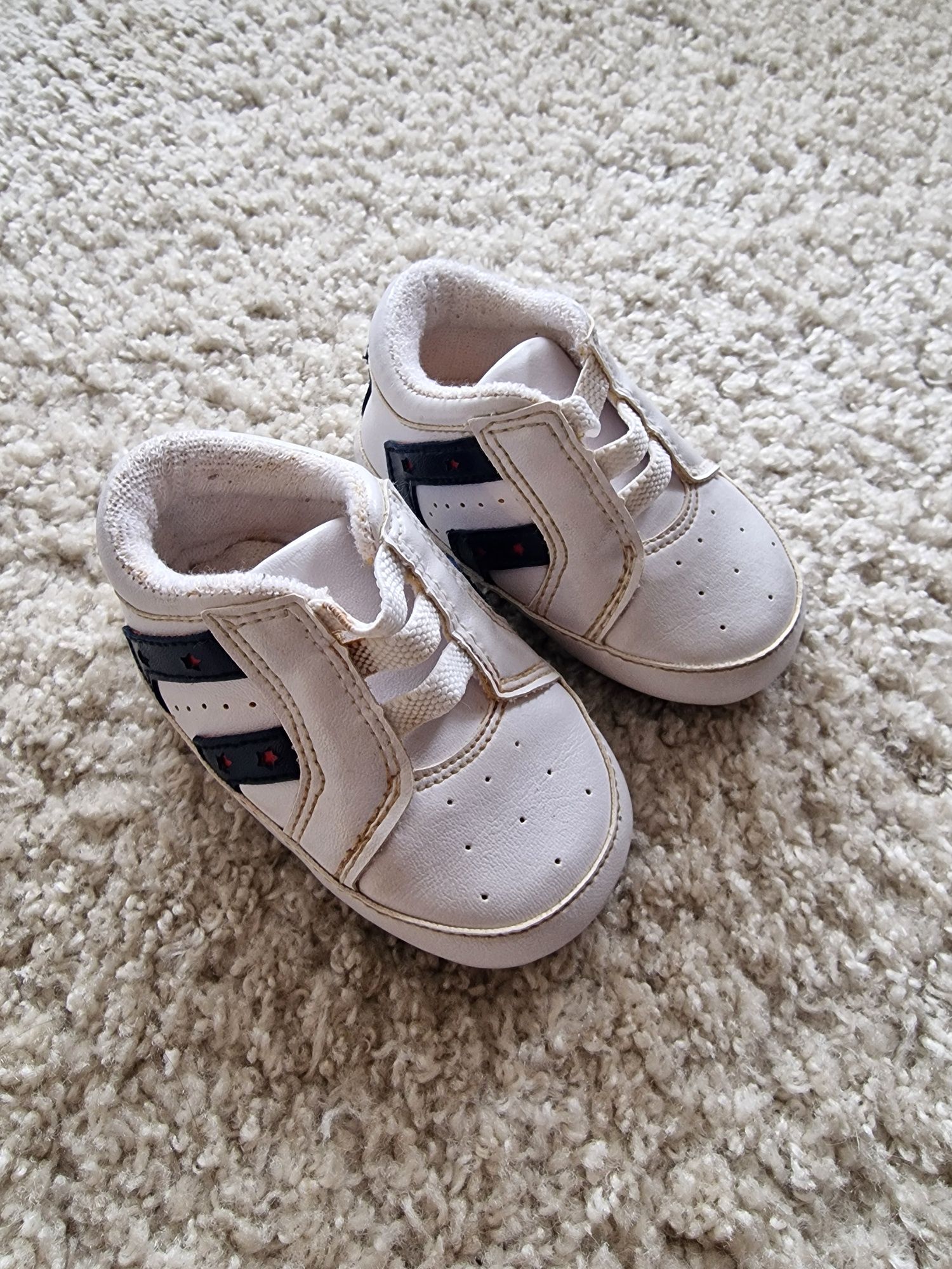 Buty niemowlęce białe adidasy granatowe 16