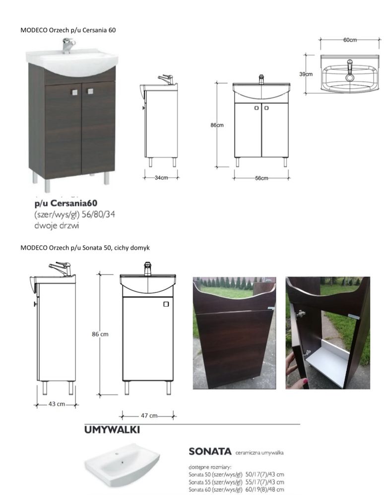 Nowe szafki pu - Modeco Orzech 50 cm / 60 cm