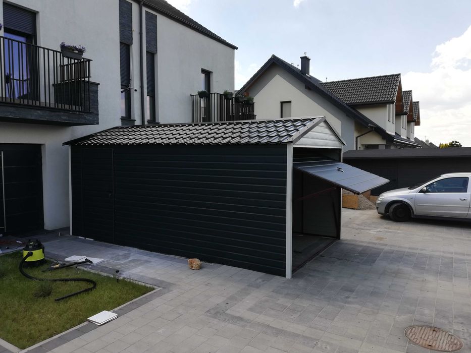 Konstrukcja Stalowa Garaż Blaszany GRAFITOWY Garaże Blaszane – ESSTAL*