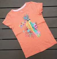 TEX bluzeczka roz. 7-8 lat orange cekiny papuga