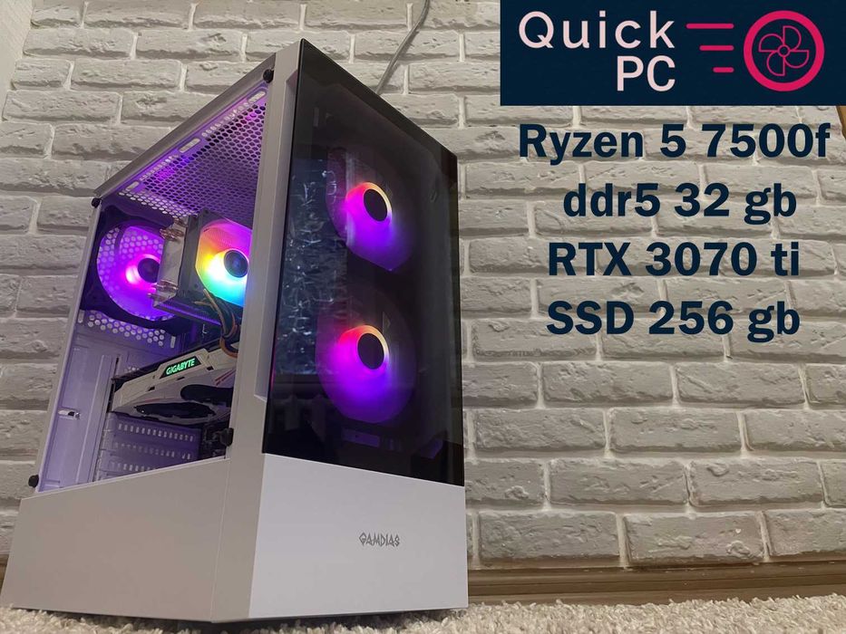 Гарантія! Ryzen 5 7500f, RTX 3070ti, 32gb ігровий пк игровой компьютер