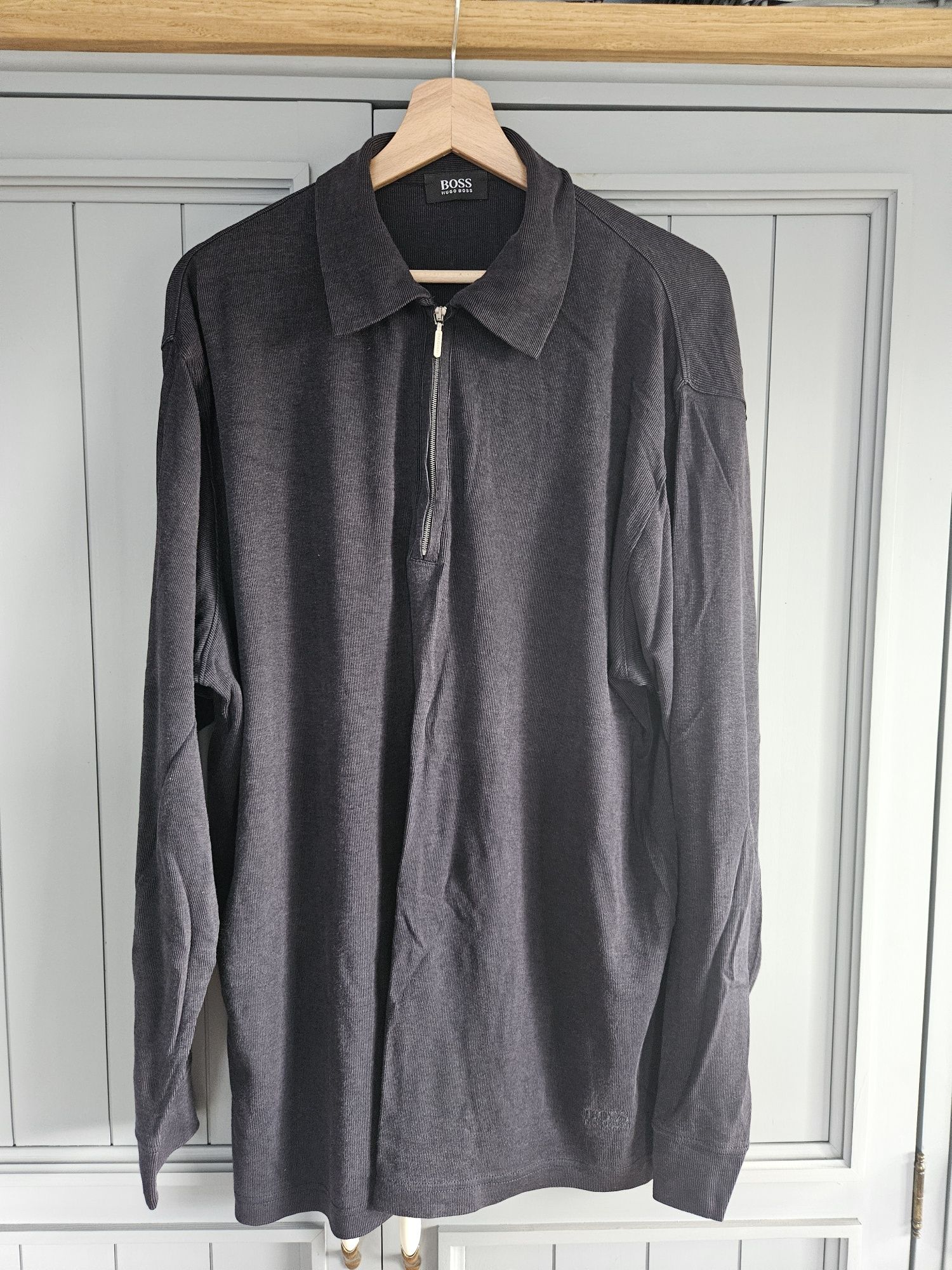 Polo z długim rękawem sweter hugo boss xxl granat logo suwak
