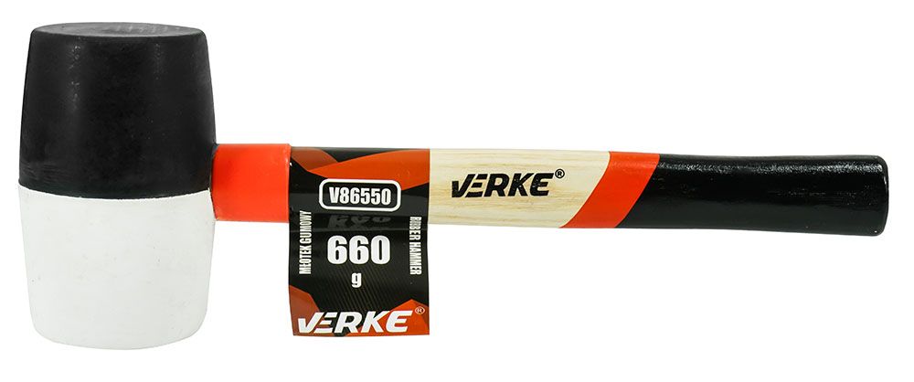 Młotek gumowy 660g Verke z drewnianym trzonkiem do prac montażowych