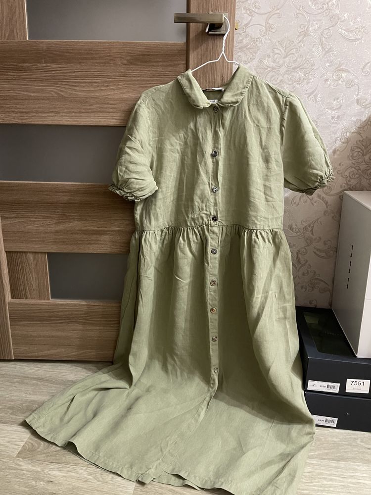 Льняное платье zara 100% linen