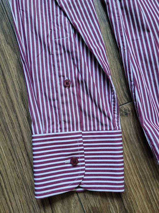 koszula Gianni Feraud 16" 40 slim fit w paski burgundowy bawełna