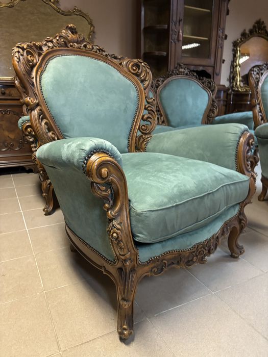 Stylowy komplet wypoczynkowy włoski sofa 2 fotele meble stylowe italy