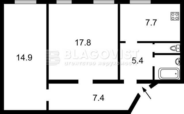 Продаж 2-х кім квартири в цетрі міста