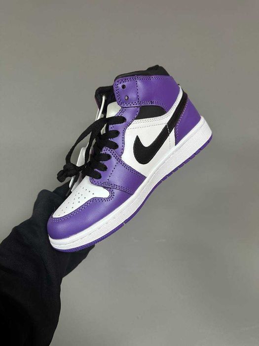 Кросівки зимові Nike Air Jordan 1 High Purple premium з хутром