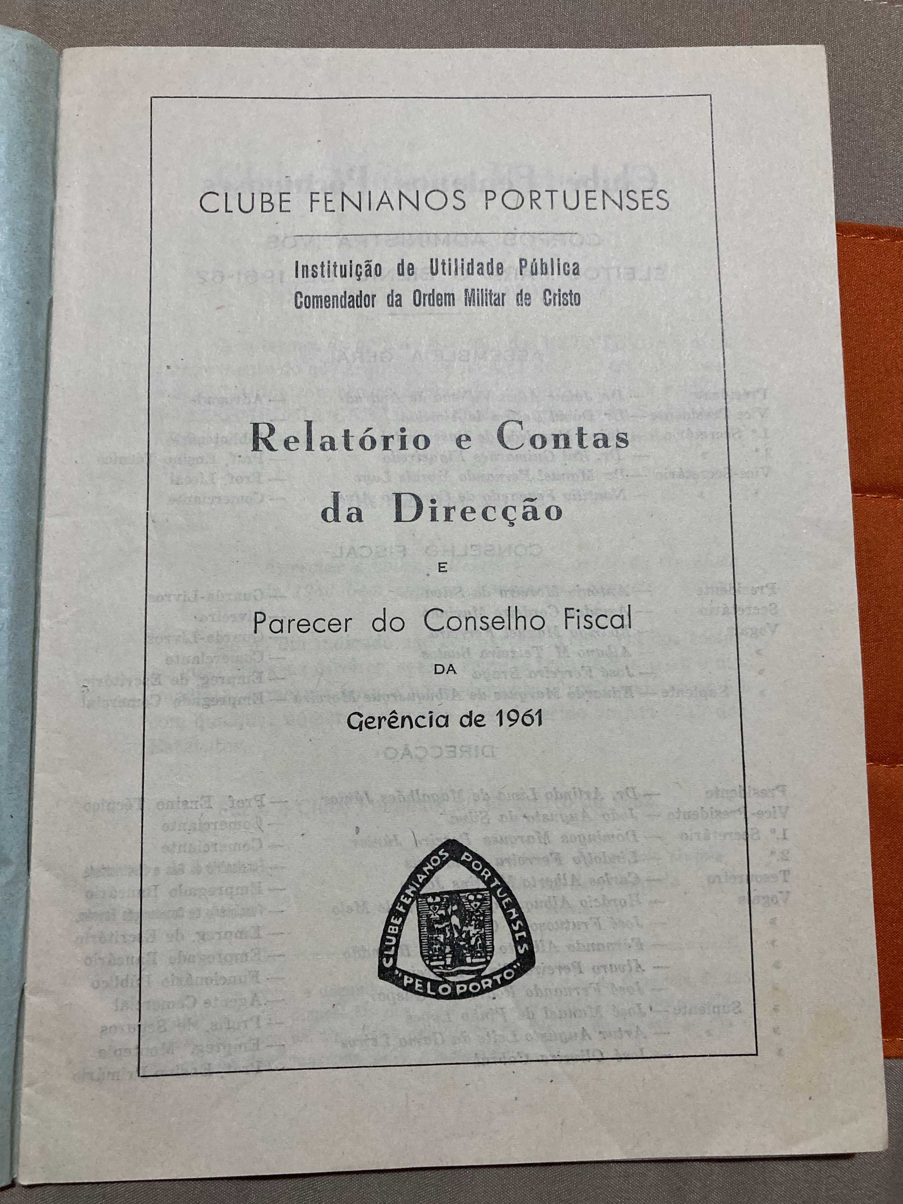 Clube Fenianos Portuenses 1961 Relatório e Contas
