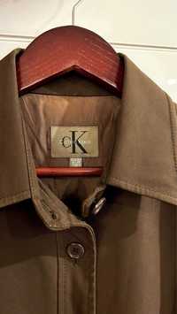 Brązowa khaki damska kurtka elegancka trencz Calvin Klein 40 L