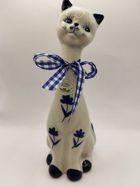 Porcelanowa figurka duży kot Victoria Design Szwecja handmade sygnowan