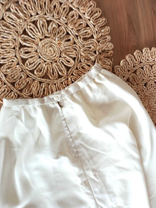 biała kremowa écru midi długa spódnica spódniczka 34XS 36S old money