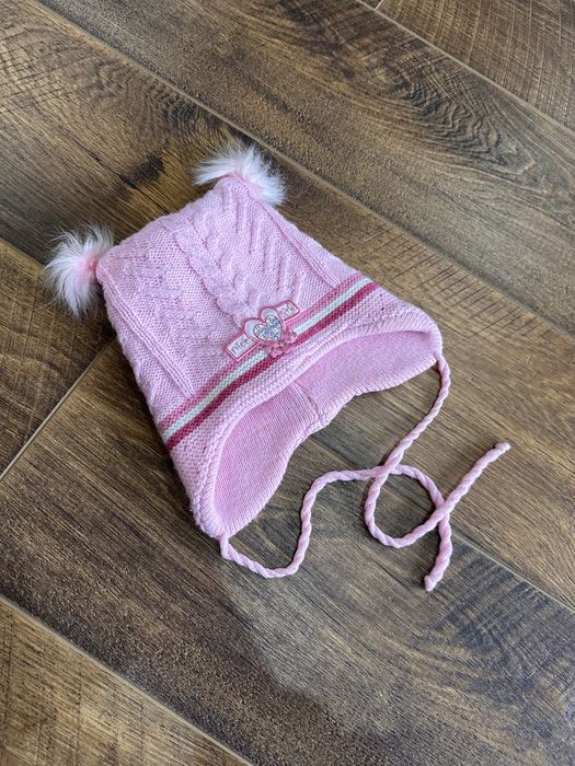Шапка зимова рожева , 1-3 роки для дівчинки, б/у