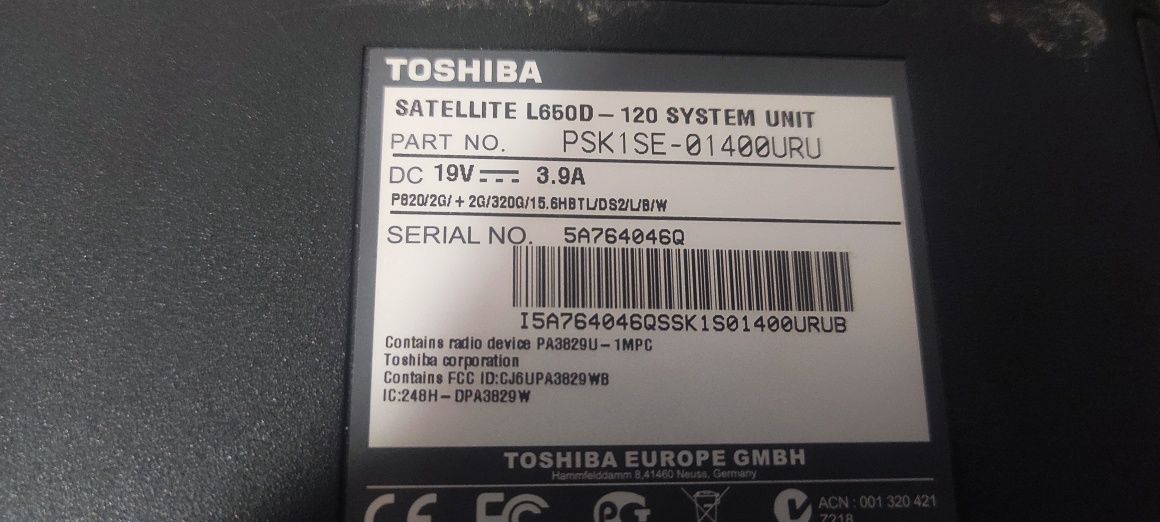 Продам два ноутбуки Lenovo g565 ta Toshiba satelite l650d-120