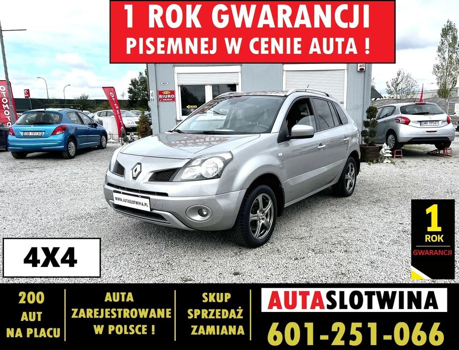 Renault Koleos 1 ROK GWARANCJI W CENIE AUTA, Zamiana, 4x4, Alu, Skóra, Temp