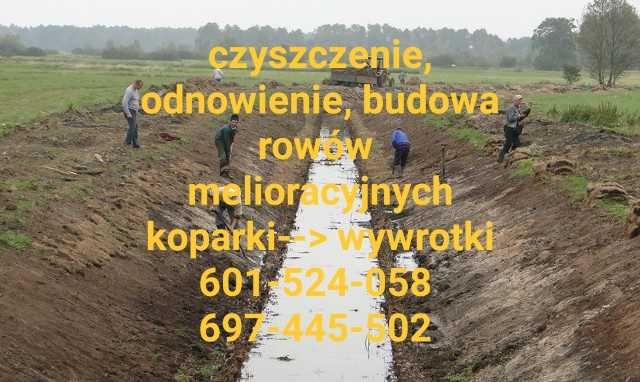 Czyszczenie rowu budowa rowów melioracyjnych kompleksowo odwodnienie