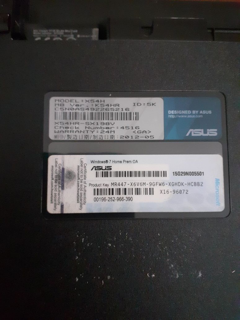 Portátil Asus X54H I3 (para peças)