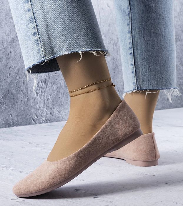 Różowe balerinki ze skórzana wkładką Lespérance