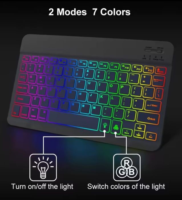 Беспроводная мини Bluetooth клавиатура с RGB подсветкой