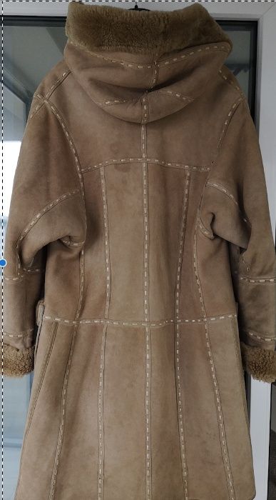 ALLEGRIA kożuch damski naturalny kaptur jasny futro r. 36-38