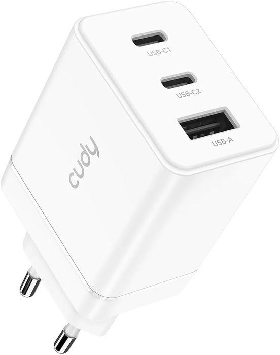 [Novo] Carregador Fast Charge 65W GaN, 2 USB C + USB A