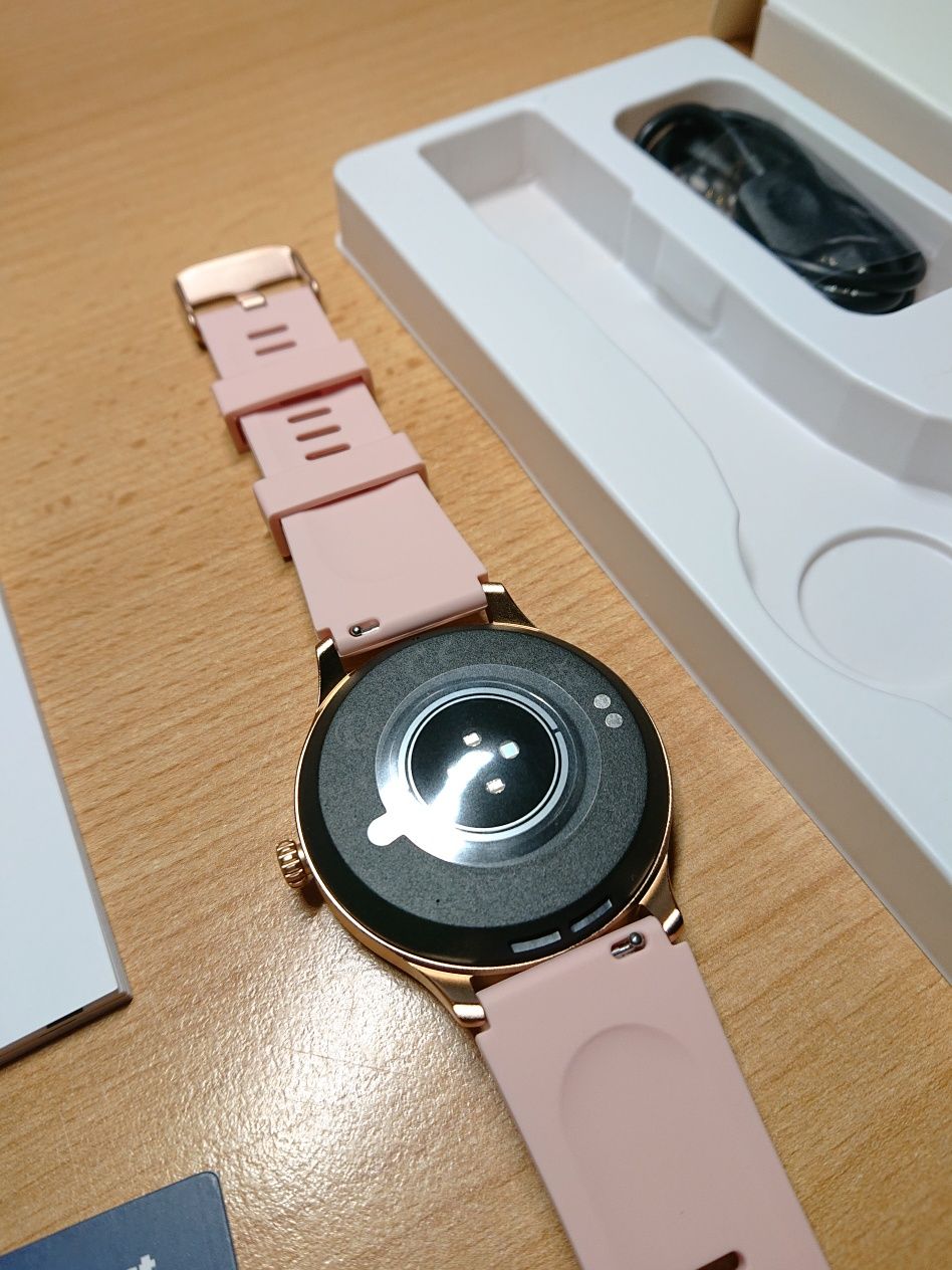 Smartwatch różowy tętno tlen wykonywanie połączeń IP68 damski Nowy