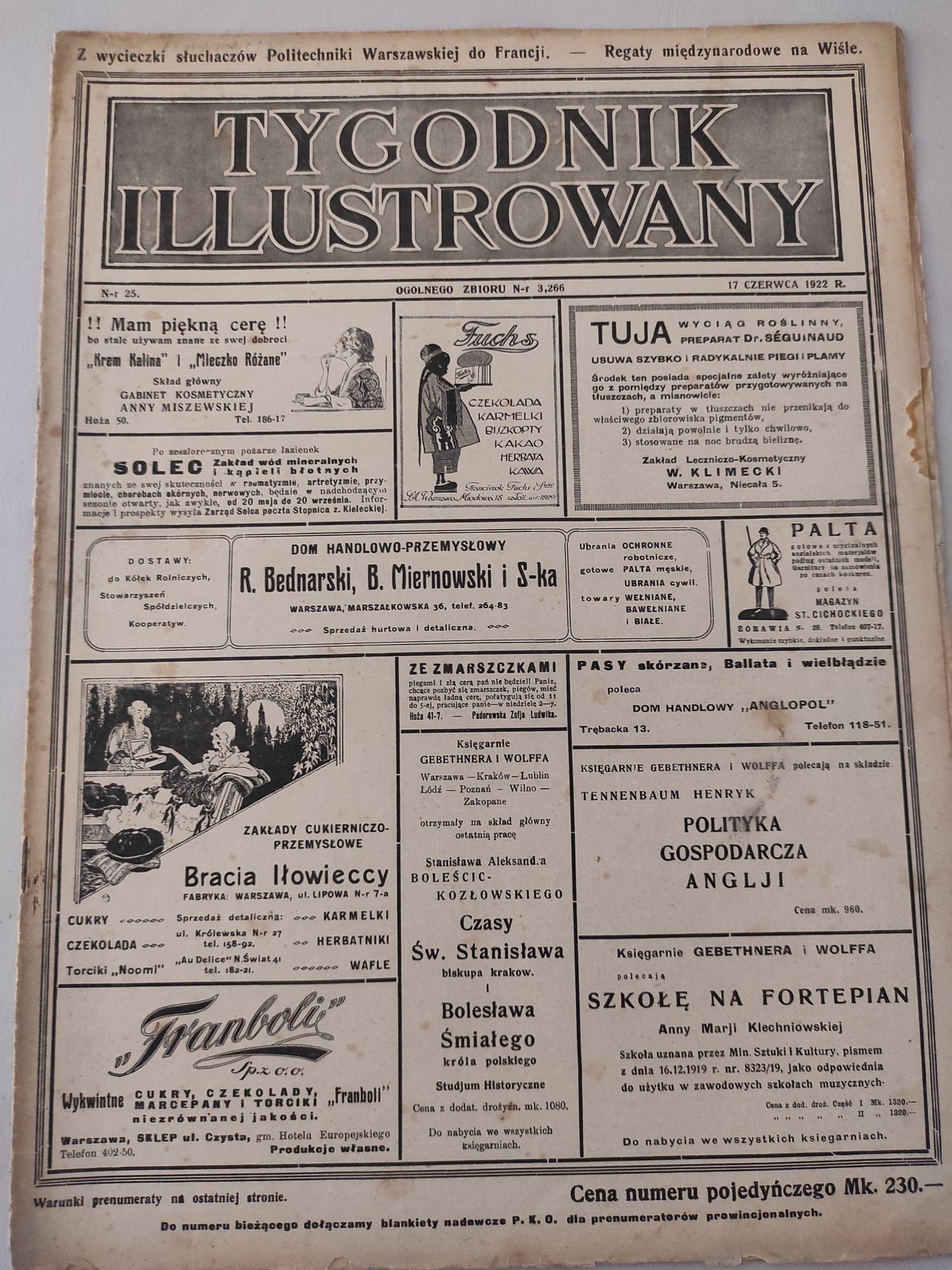 Tygodnik ilustrowany nr 25, 17 czerwca 1922 rok