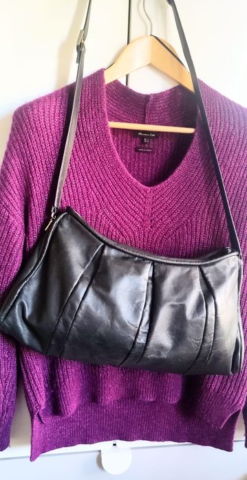 Czarna skórzana torebka under-arm • miękka skóra • elegancka i pojemna