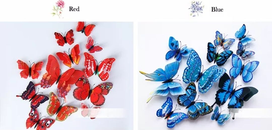 Метелики для декору 3d, набір 12 шт, комплект метеликів