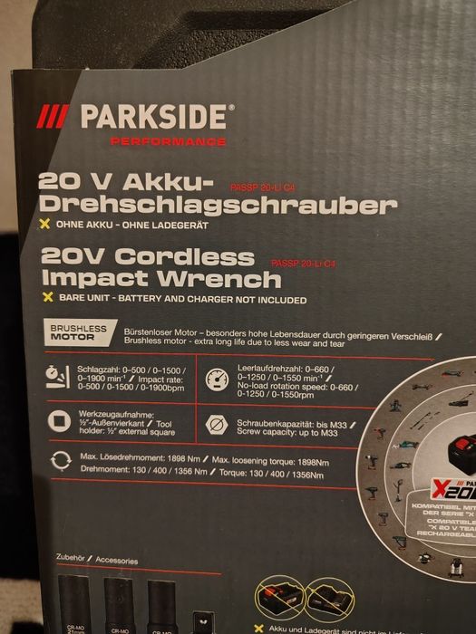 Parkside Performance klucz udarowy 20V nowy z paragonem walizka