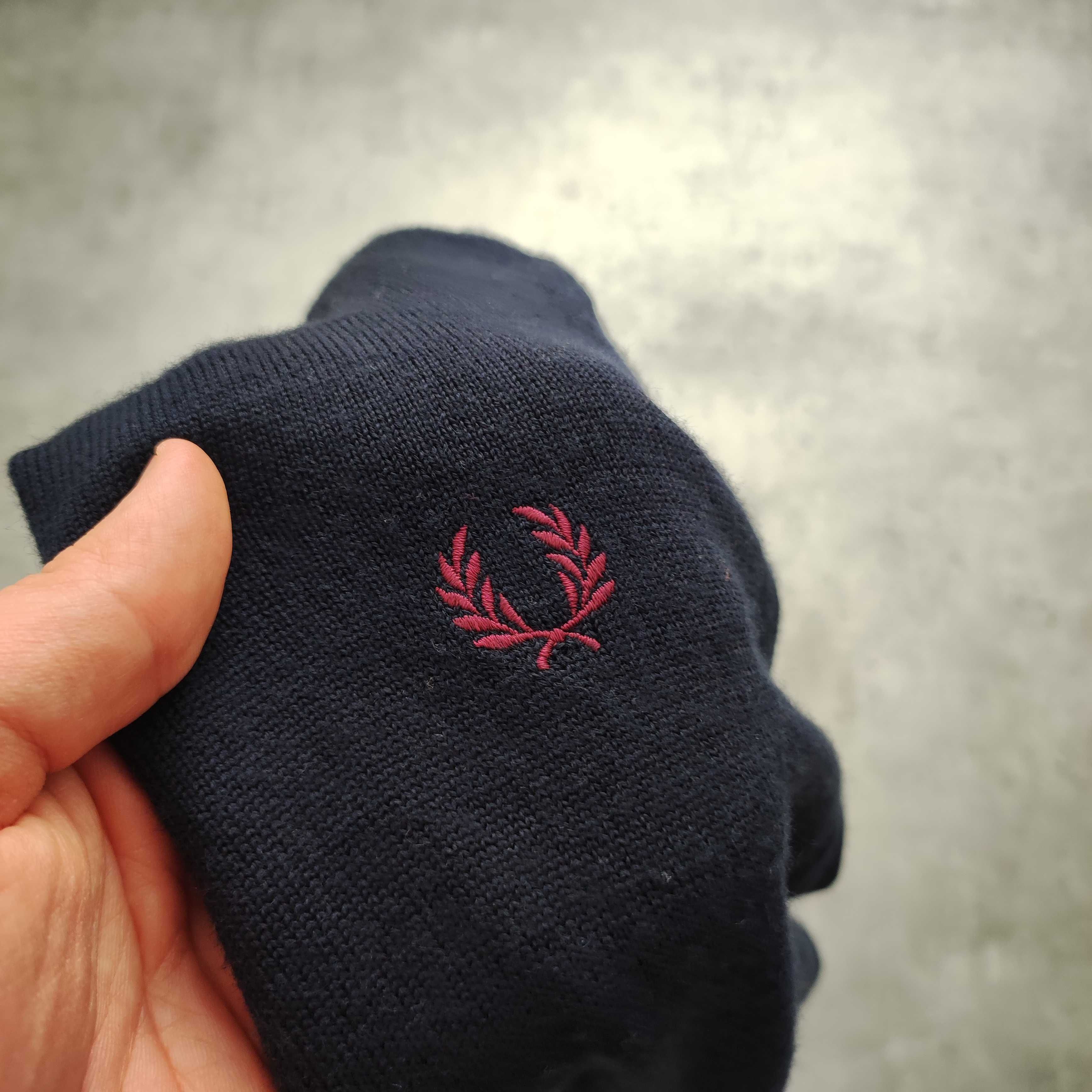 MĘSKI Elegancki PREMIUM Wełniany Sweter Luxury Fred Perry Haft Logo