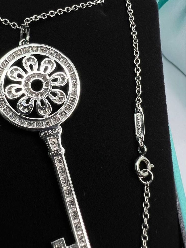 Колье ключ в стиле Tiffany 1:1 Ключ платина 950 с бриллиантами