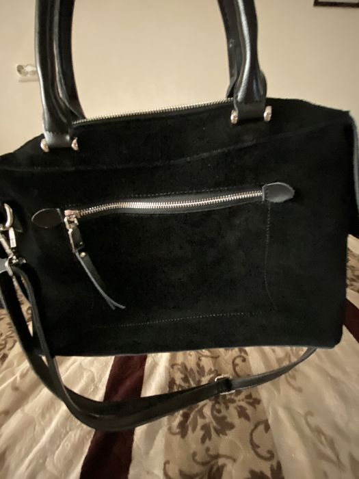 Сумка кожаная с натуральной замшей.