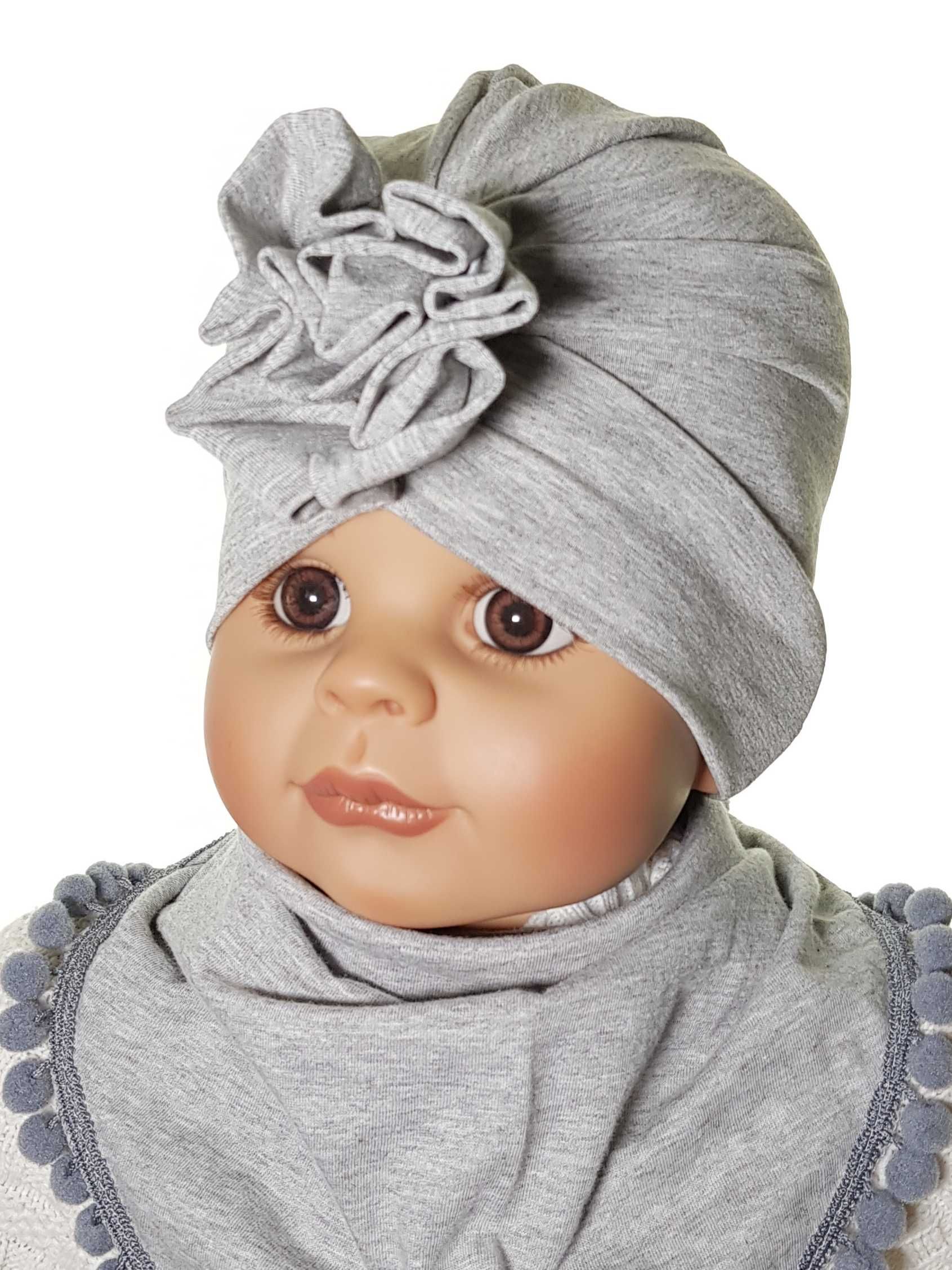 Producent Niemowlęcy KOMPLET CZAPECZKA TURBAN + CHUSTKA 0-9 m-c 5kolor