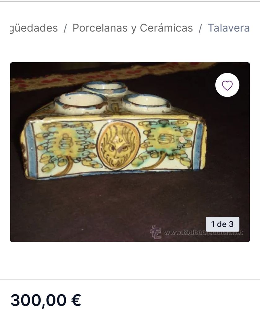 Peca de ceramica antiga TALAVERA Sec. XVIII espanha