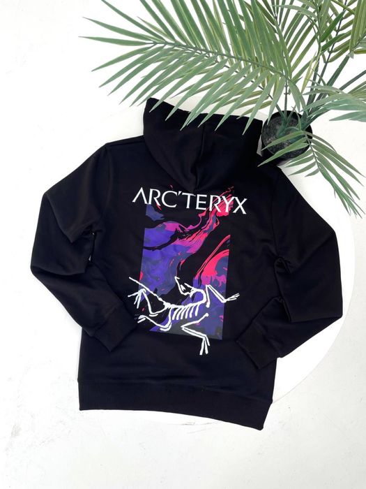 Чоловіче худі Arcteryx чорне/ біла кофта з капюшоном арктерікс/ светр