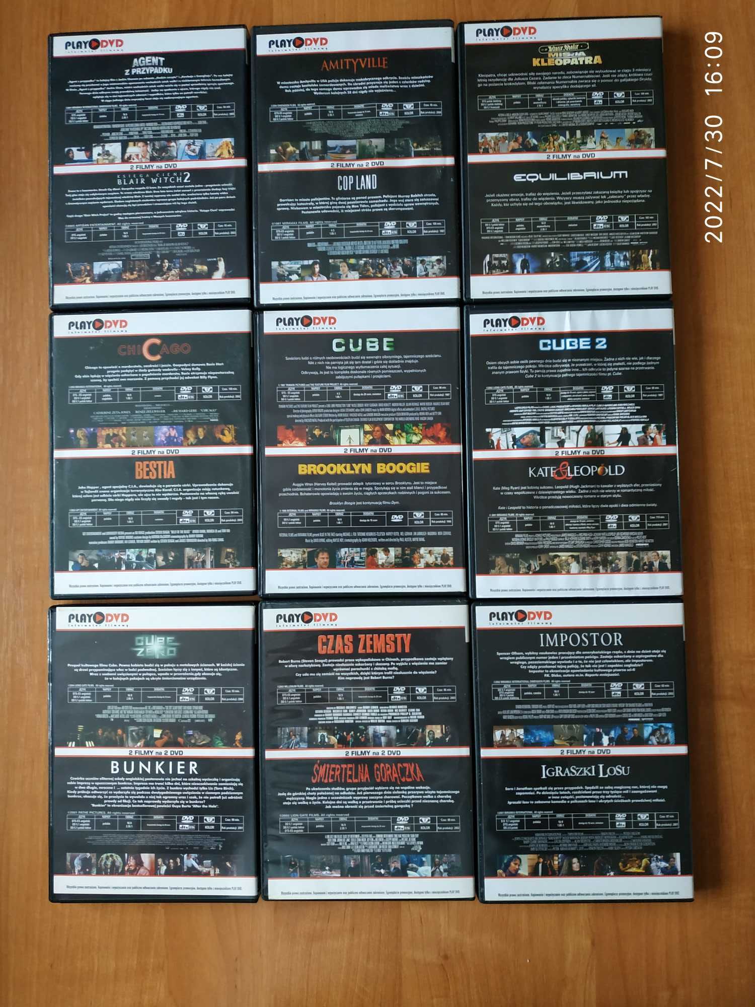 Wyprzedaż filmów - zestaw 34 płyt DVD z wydań Play DVD (Cube, Kruk)