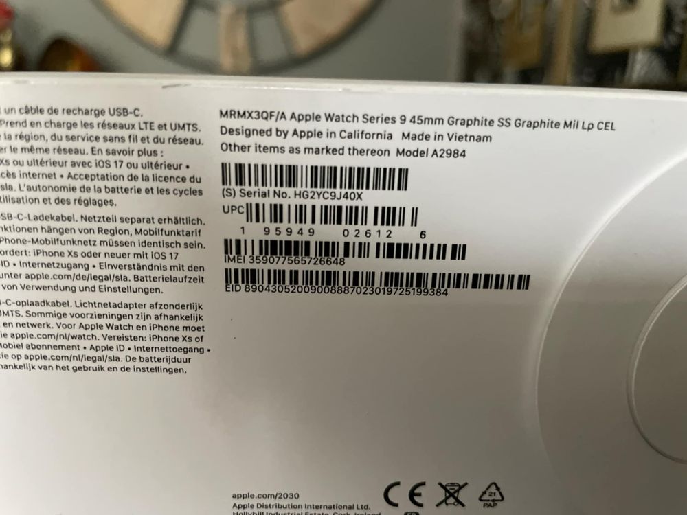 Nieaktywowany Aplle Watch 9 A2984 Wer.Bransoleta Mediolańska/BezRat!