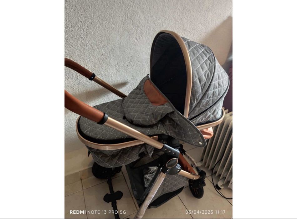 Carrinho de bebe 3 em 1 - Cinzento