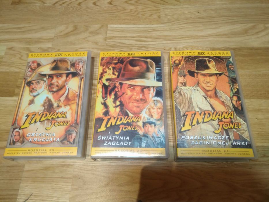 VHS Indiana Jones 1,2,3 Polski Lektor Zadbane Kasety Wideo