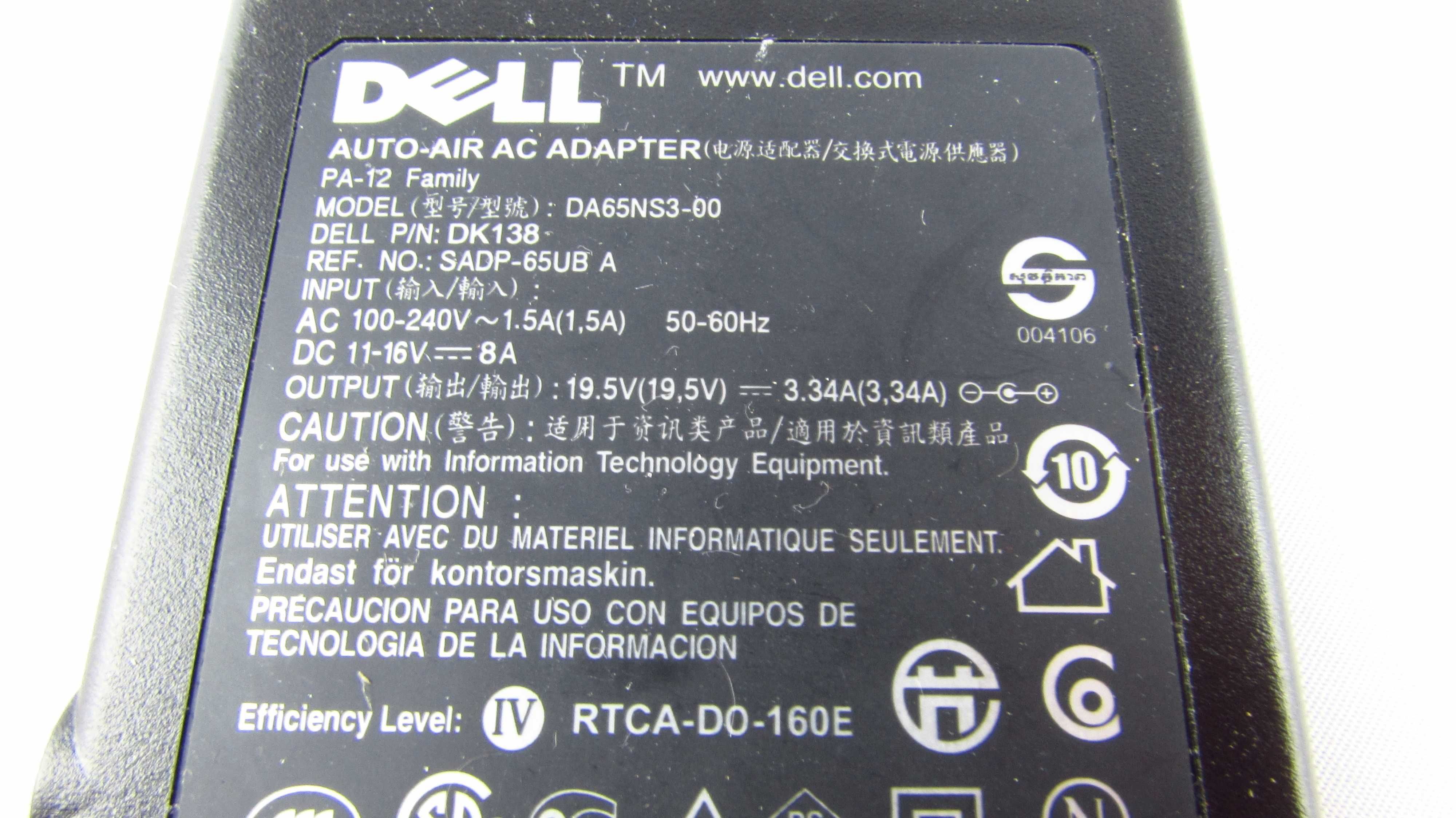DELL - Oryginalny zasilacz - DA65NS3-00 Laptop DA65NS3-00